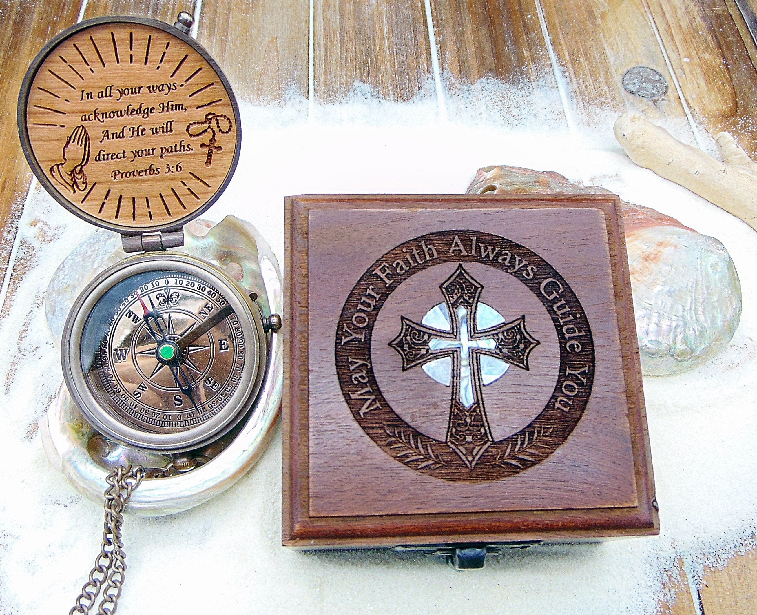 Personalized Compass, First Communion Gift, Confirmation Gift, store Baptism Gift, Religious Gift, Personalized Compass, Custom Engraved Compass